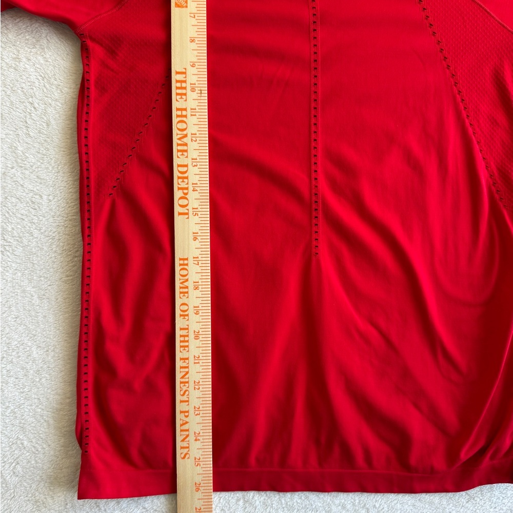 Athleta Red Athleisure Size L Long Sleeve Perforated Detail Lightweight Top - Picture 16 of 16